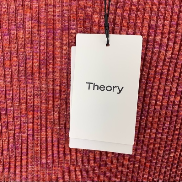 Theory Womens sunset multi cabled print short sleeve ribbed blouse M - Picture 6 of 6